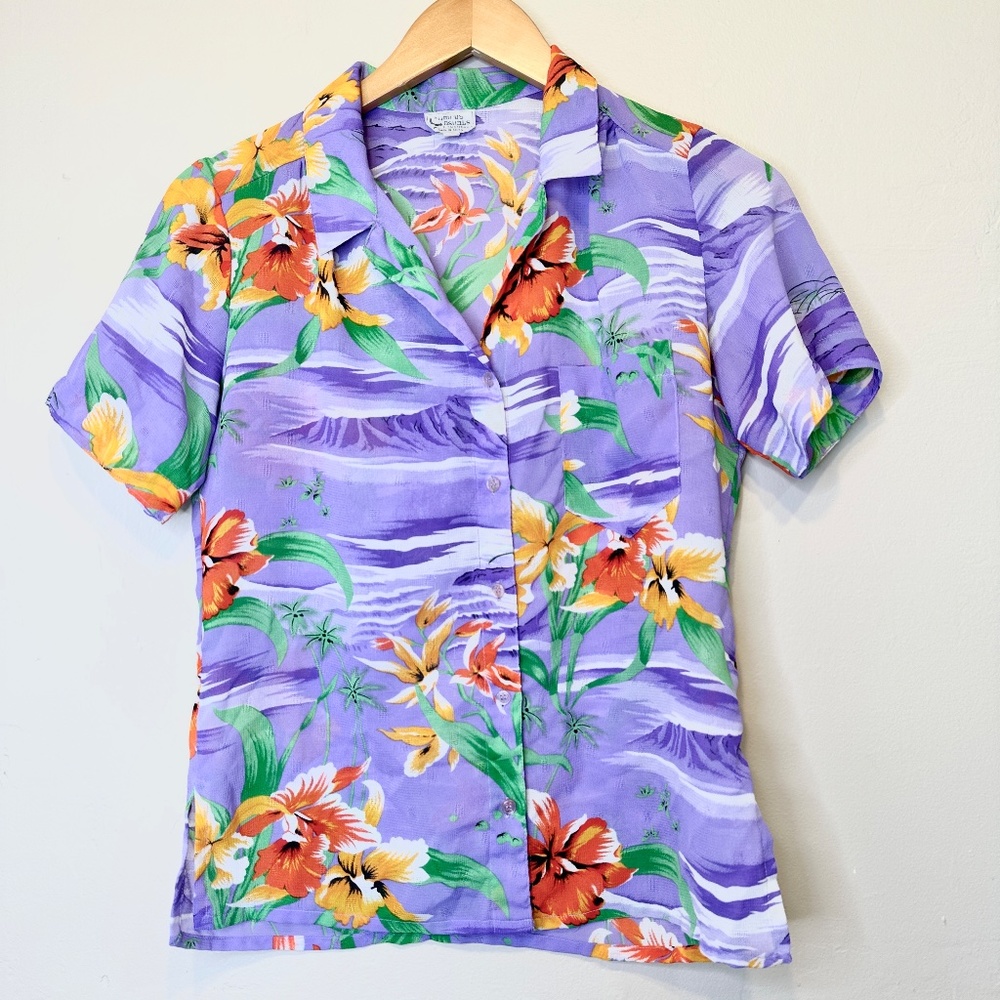 Campus Casuals VTG Hawaii Print Semi Sheer Button Front Tropical Hawaiian Shirt - Picture 3 of 12